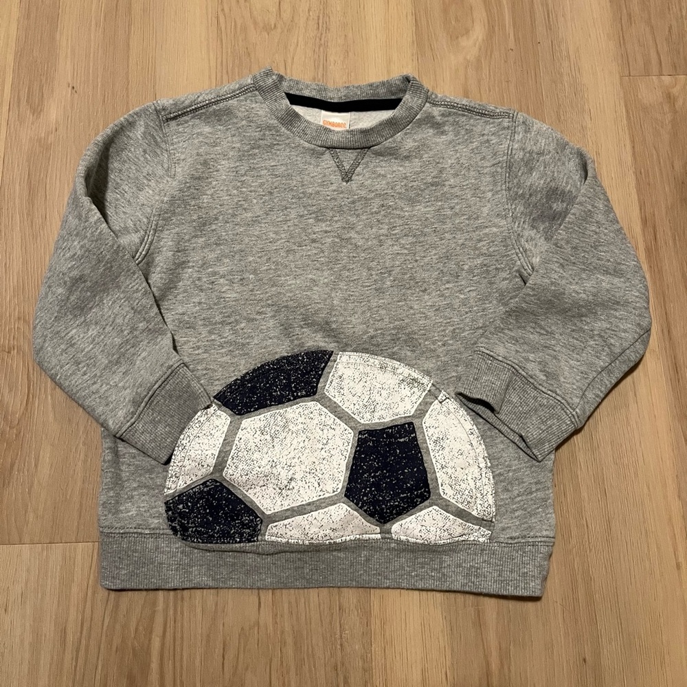 5 for $10 Gymboree Gray Sweatshirt with Navy and White Soccer Graphic